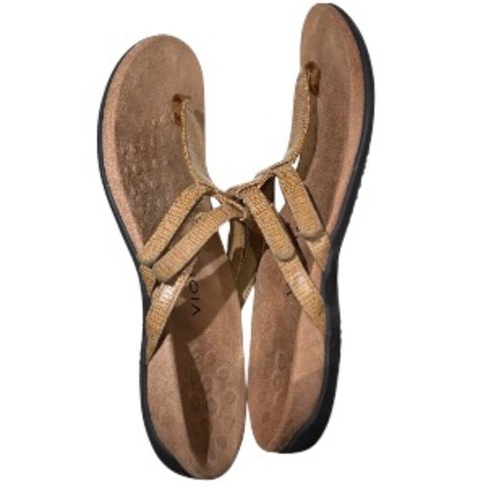 Vionic Adjustable Slip-on Orthotic Thong Sandal Toffee/Brown Size 10 - Picture 7 of 9